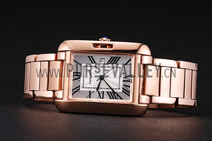Cartier Tank Anglaise 30mm White Dial Rose Gold Case And Bracelet