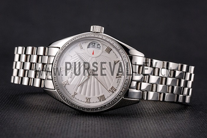 Swiss Patek Philippe Calatrava White Dial Diamond Bezel Stainless Steel Case And Bracelet
