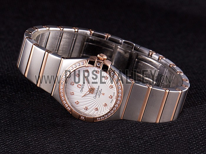 Omega Constellation Rose Gold Diamond Bezel Two Tone Band 621487