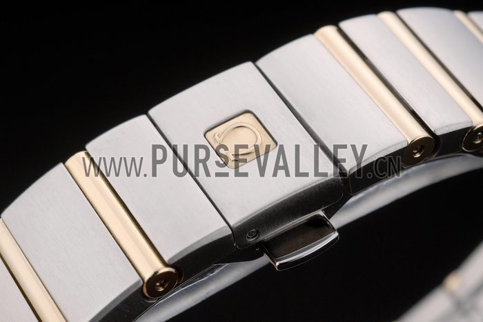Swiss Lady Omega Constellation Stainless Steel Bracelet Golden Dial 80292