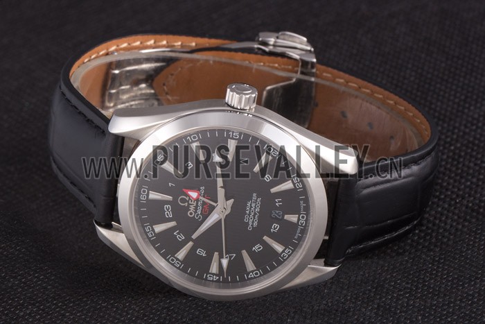 Omega Seamaster Black Dial with Black Leather Band 621574