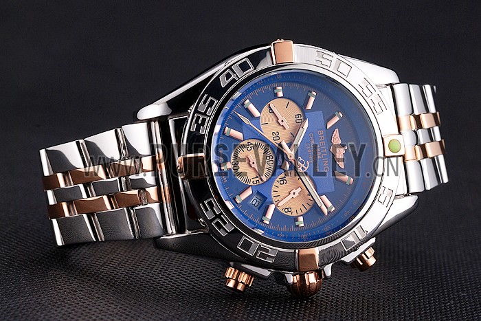 Breitling Chronomat 44 Blue Dial with White Subdials 2 Tone Stainless Steel Bracelet 622510