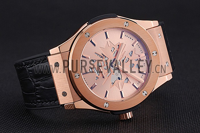 Hublot Classic Fusion Shawn Carter Gold Case Black Leather Strap 622818