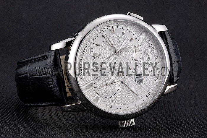 A. Lange & Sohne Lange 1 White Dial Stainless Steel Case Black Leather Strap