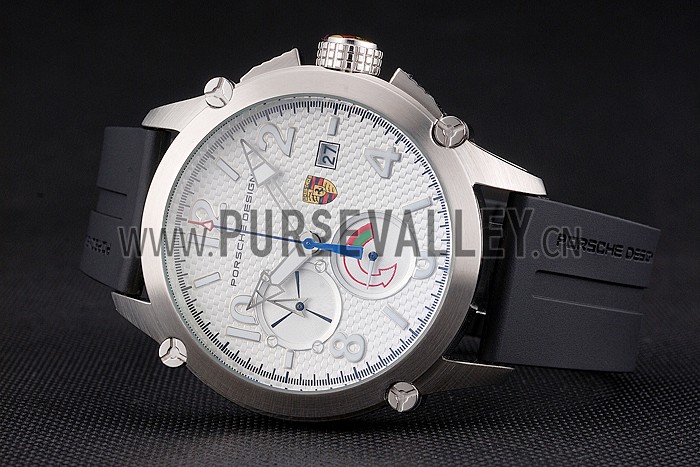 Porsche Design Indicator White Dial Steel Case Black Rubber Strap