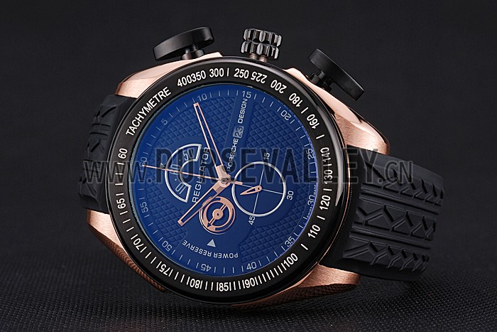 Porsche Regulator Power Reserve Rose Gold Case Black Dial