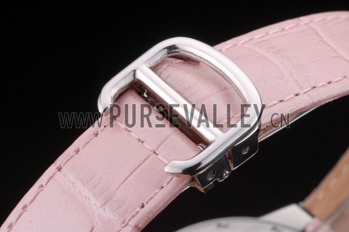 Cartier Ballon Bleu 38mm White Dial Stainless Steel Case Pink Leather Bracelet
