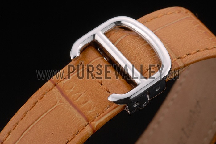 Cartier Ballon Bleu 42mm White Dial Stainless Steel Case Light Brown Leather Bracelet