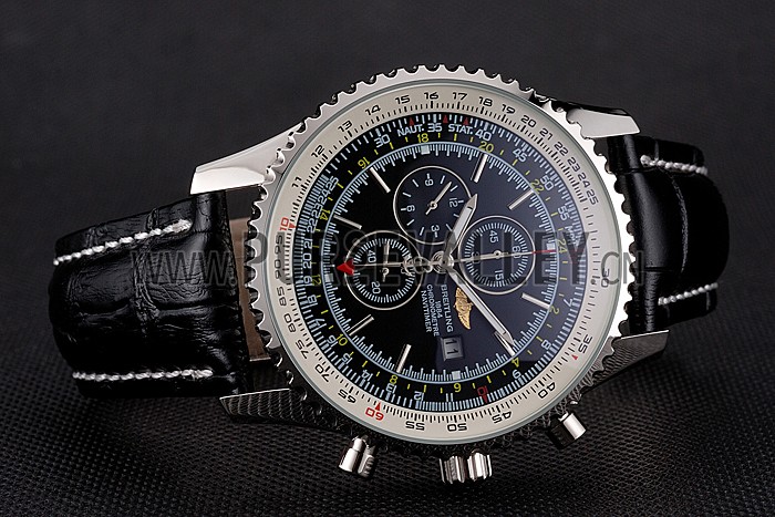 Breitling Navitimer World Black Dial Black Leather Bracelet 622513