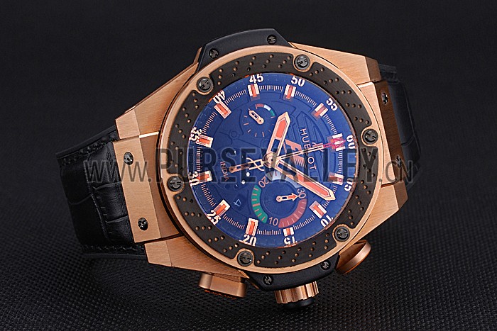 Swiss Hublot Big Bang Limited Edition Formula 1 India Black Dial Gold Case Black Leather Strap 62288