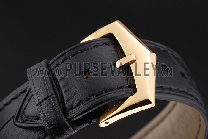 Swiss Patek Philippe Multi-Scale Chronograph White Dial Gold Case Black Leather Strap