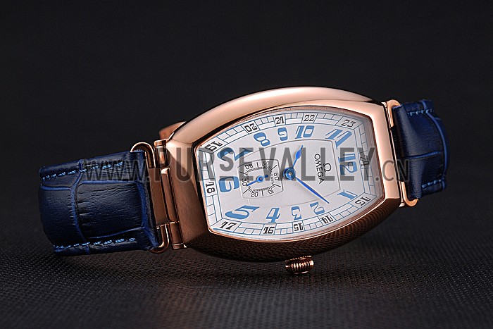 Omega Sochi Petrograd White Dial Gold Case Blue Leather Strap 622820