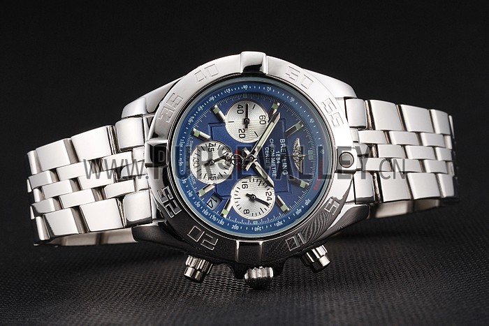 Breitling Chronomat Quartz Blue Dial Stainless Steel Case And Bracelet