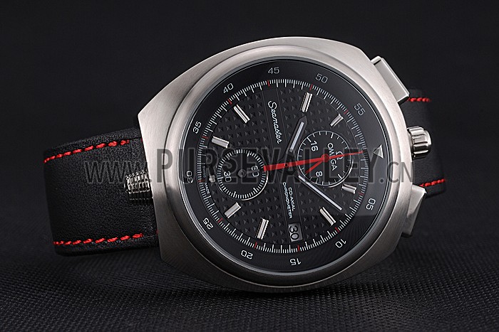 Omega Seamaster Bullhead Black Dial Stainless Steel Case Black Leather Strap 622826