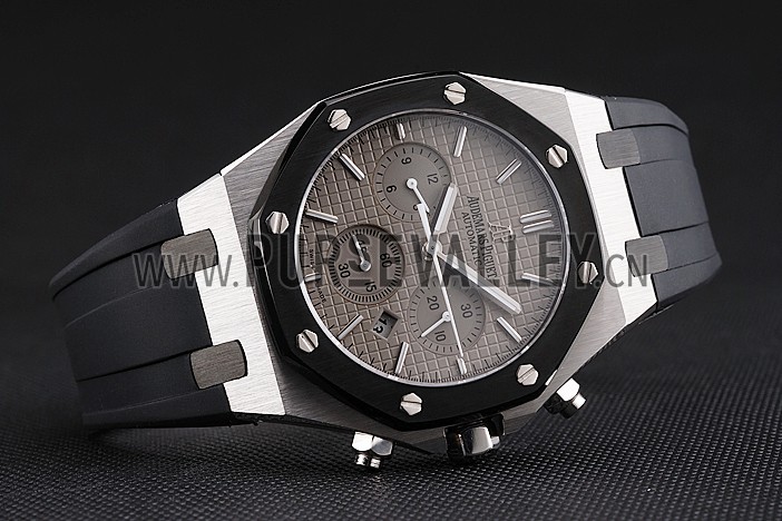 Swiss Audemars Piguet Royal Oak Chronograph Grey Dial Stainless Steel Case Black Rubber Strap 622866