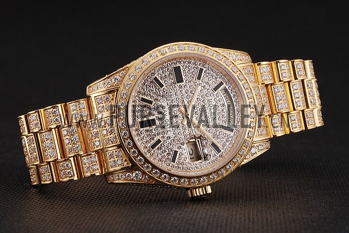 Swiss Rolex Day Date Yellow Gold Full Diamond Pave