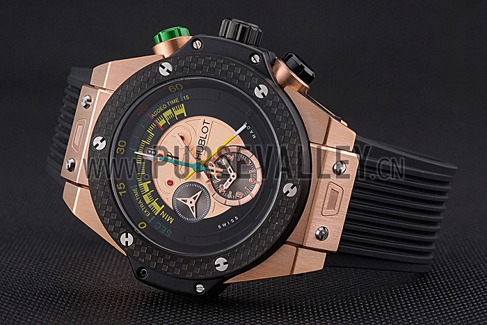 Hublot Big Bang Unico Bi-Retrograde Chrono King Gold Case Black Rubber Strap 622772