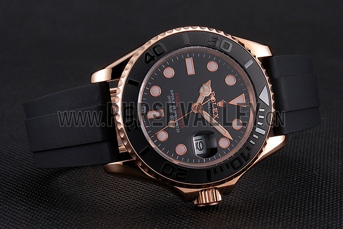 Rolex Yacht Master Black Dial And Bezel Everose Dial Oysterflex Bracelet