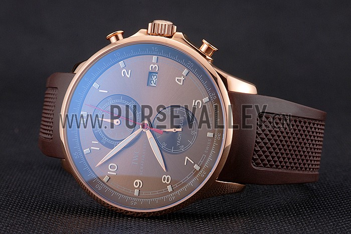 IWC Portugieser Yacht Club Brown Dial Rose Gold Case Brown Rubber Strap