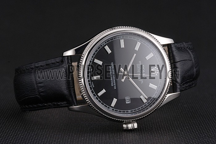 Swiss Rolex Datejust Black Dial Stainless Steel Case And Bracelet