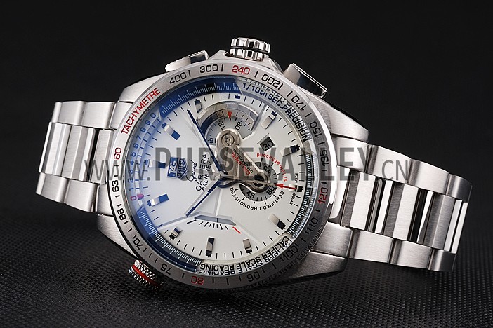 Tag Heuer Carrera Tachymeter Bezel White Dial Stainless Steel Strap