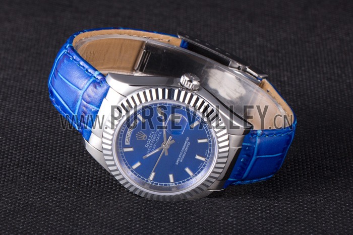 Rolex Day-Date Oyster Collection Blue Leather Band 621490