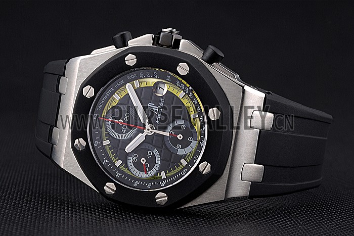Swiss Audemars Piguet Royal Oak Offshore Black And Yellow Dial Stainless Steel Case Black Rubber Strap 622858