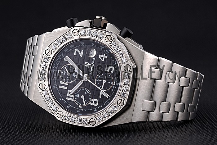 Swiss Audemars Piguet Royal Oak Offshore Black Dial Diamond Bezel Stainless Steel Case And Bracelet 622873