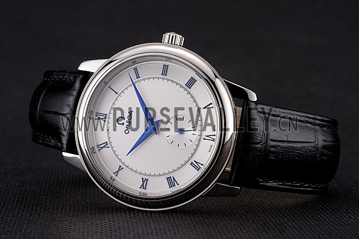 Omega De Ville Prestige Small Seconds Silver Dial Stainless Steel Case Black Leather Strap