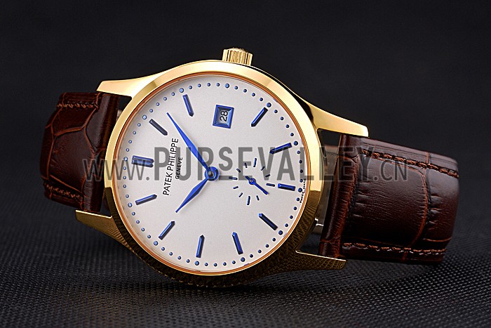 Patek Philippe Calatrava White Dial Gold Case Brown Leather Strap 622844