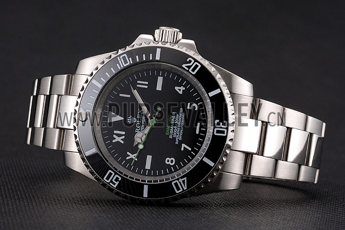 Rolex Bamford Submariner Black Dial With Roman Numerals Black Bezel Stainless Steel Case And Bracelet