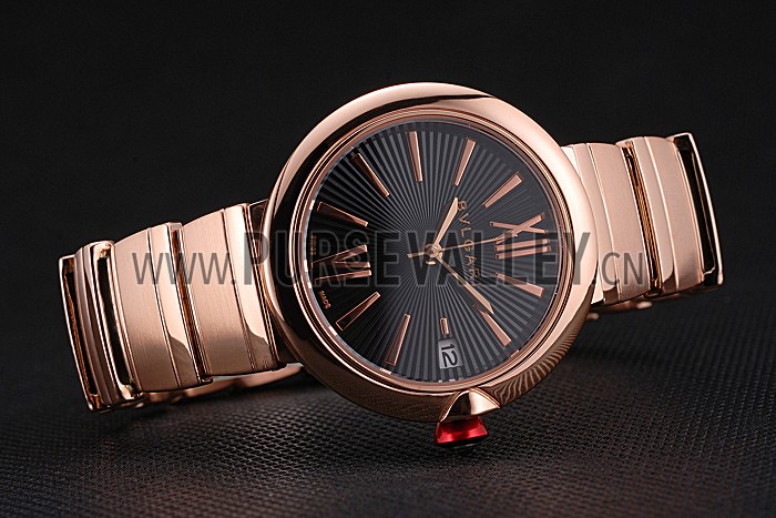 Bvlgari Lvcea Black Dial Rose Gold Numerals Rose Gold Case And Bracelet