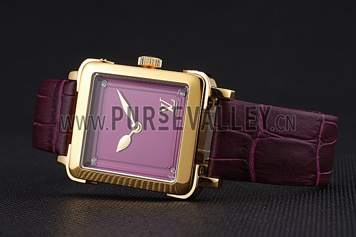 Louis Vuitton Emprise Purple Dial Gold Case Purple Leather Strap 622787