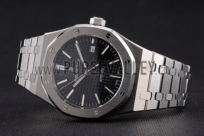Swiss Audemars Piguet Royal Oak Black Dial Stainless Steel Case And Bracelet