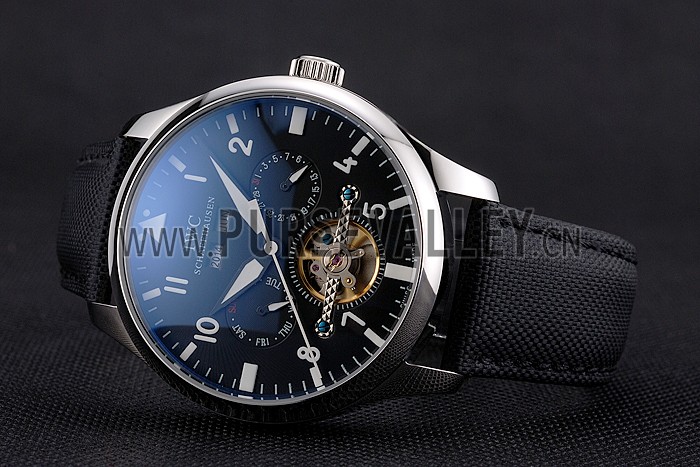 IWC Pilot Tourbillon Black Dial Stainless Steel Case Black Textile Strap