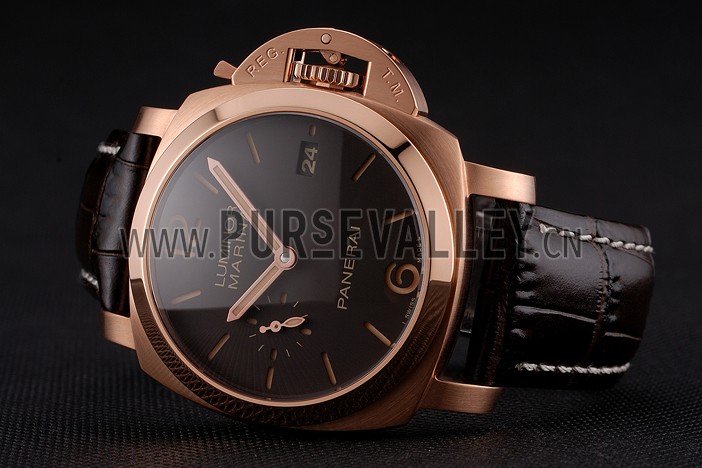 Swiss Panerai Luminor Marina 1950 3 Days Oro Rosso Brown Dial Rose Gold Case Brown Leather Strap