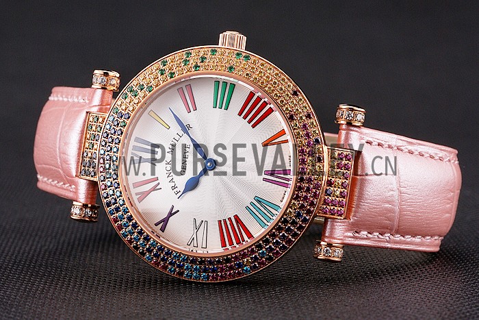 Franck Muller Double Mistery 4 Saisons White Dial Rose Gold Case Light Pink Leather Strap