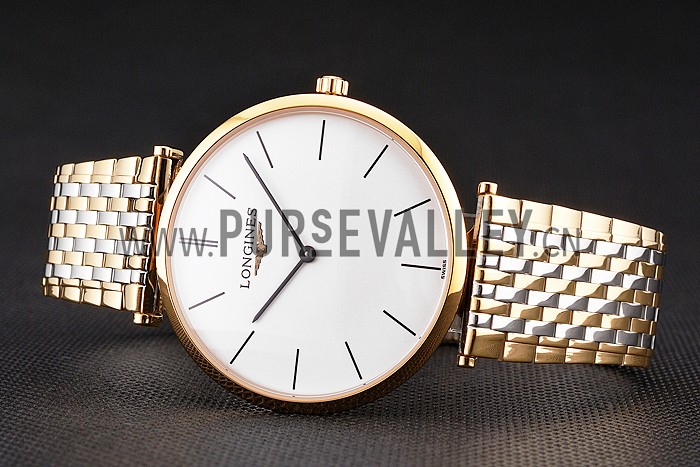 Swiss Longines Grande Classique White Dial Gold Case Two Tone Bracelet