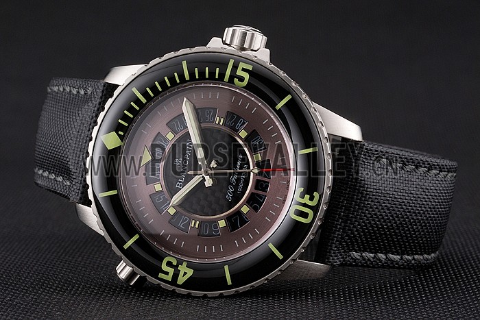 Swiss Blancpain 500 Fathoms GT Carbon Fiber Dial Stainless Steel Case Black Canvas Strap