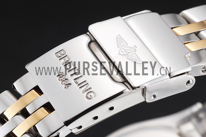 Breitling Colt Lady Light Blue Dial Diamond Hour Marks Gold Bezel Stainless Steel Case Two Tone Bracelet