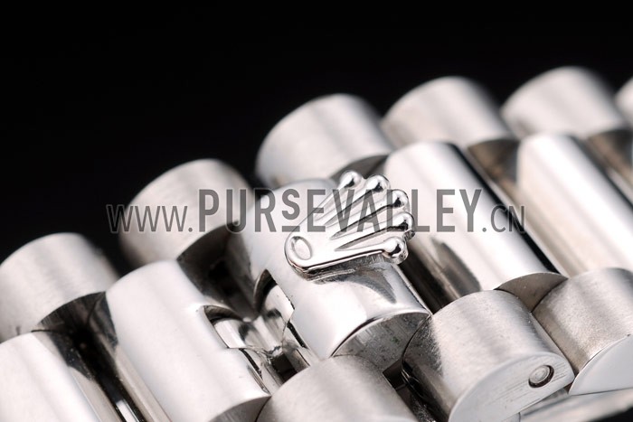 Rolex Swiss DayDate Stainless Steel Ribbed Bezel Silver Dial 41995