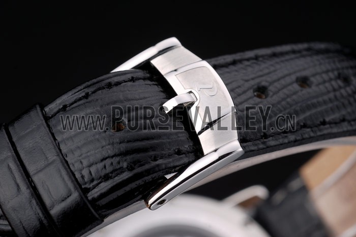 Piaget Swiss Traditional Grey Dial Black Leather Strap 7627