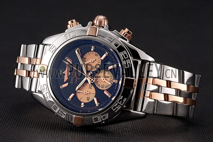 Breitling Chronomat 44 Black Dial with White Subdials 2 Tone Stainless Steel Bracelet 622509