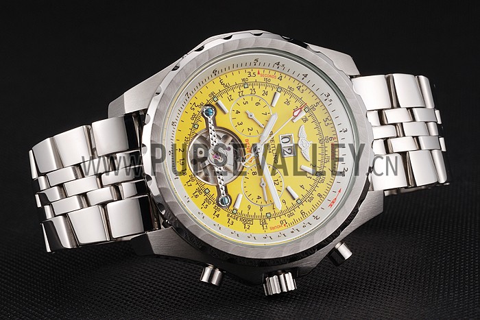 Breitling Bentley Mulliner Tourbillon Yellow Dial Stainless Steel Case And Bracelet 622734