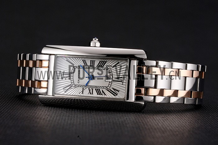 Cartier Tank Americaine 21mm White Dial Stainless Steel Case Two Tone Bracelet
