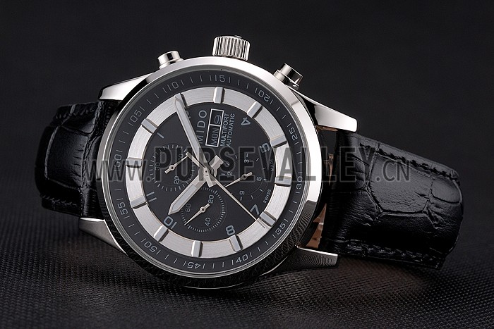 Mido Multifort Cronograph 2 Tone Dial Black Leather Strap 622184