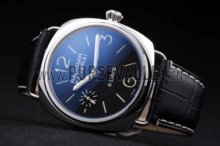 Panerai Radiomir Polished Stainless Steel Case Black Dial Black Leather Strap 98138