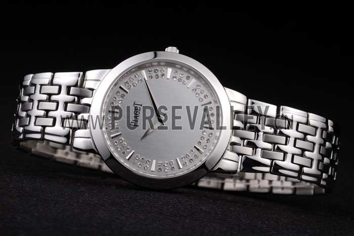 Piaget Dancer Stainless Steel Case Double Studded Minute Markers Silver Dial
