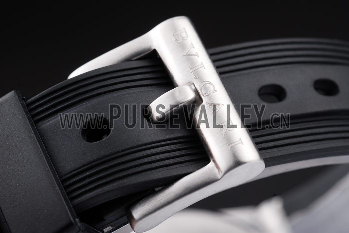 Bvlgari Diagono 36mm White Dial Stainless Steel Case With Diamonds Black Rubber Bracelet