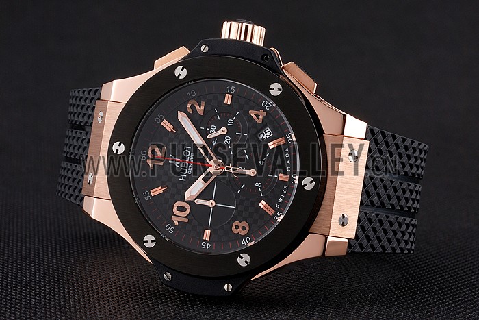 Hublot Big Bang King Black Strap Gold Dial Watch